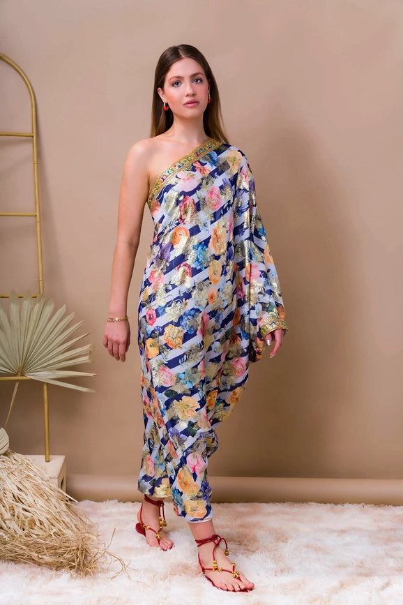 Lily Floral One-Shoulder Maxi Dress-Dress-Sandhya Garg-M-Urbanheer