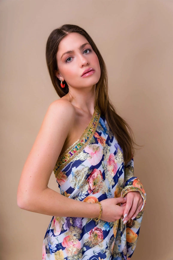 Lily Floral One-Shoulder Maxi Dress-Dress-Sandhya Garg-M-Urbanheer