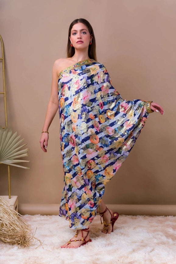 Lily Floral One-Shoulder Maxi Dress-Dress-Sandhya Garg-M-Urbanheer