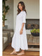 Linen 3/4 Sleeve Maxi Dress-Dress-MILIO MILANO-S-WHITE-Urbanheer