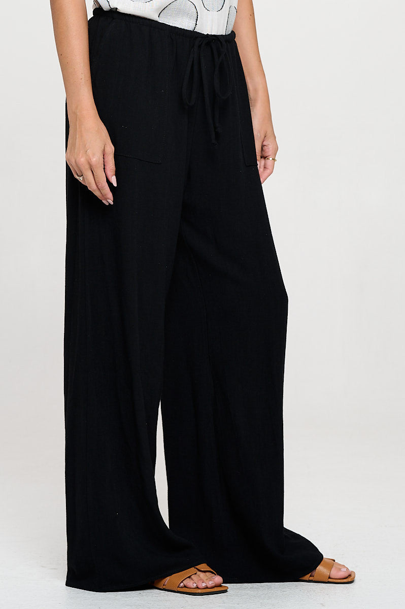 Linen Adjustable Straight Leg Pants with Pockets-New Arrival-Reneecollection-Small-BLACK-Urbanheer