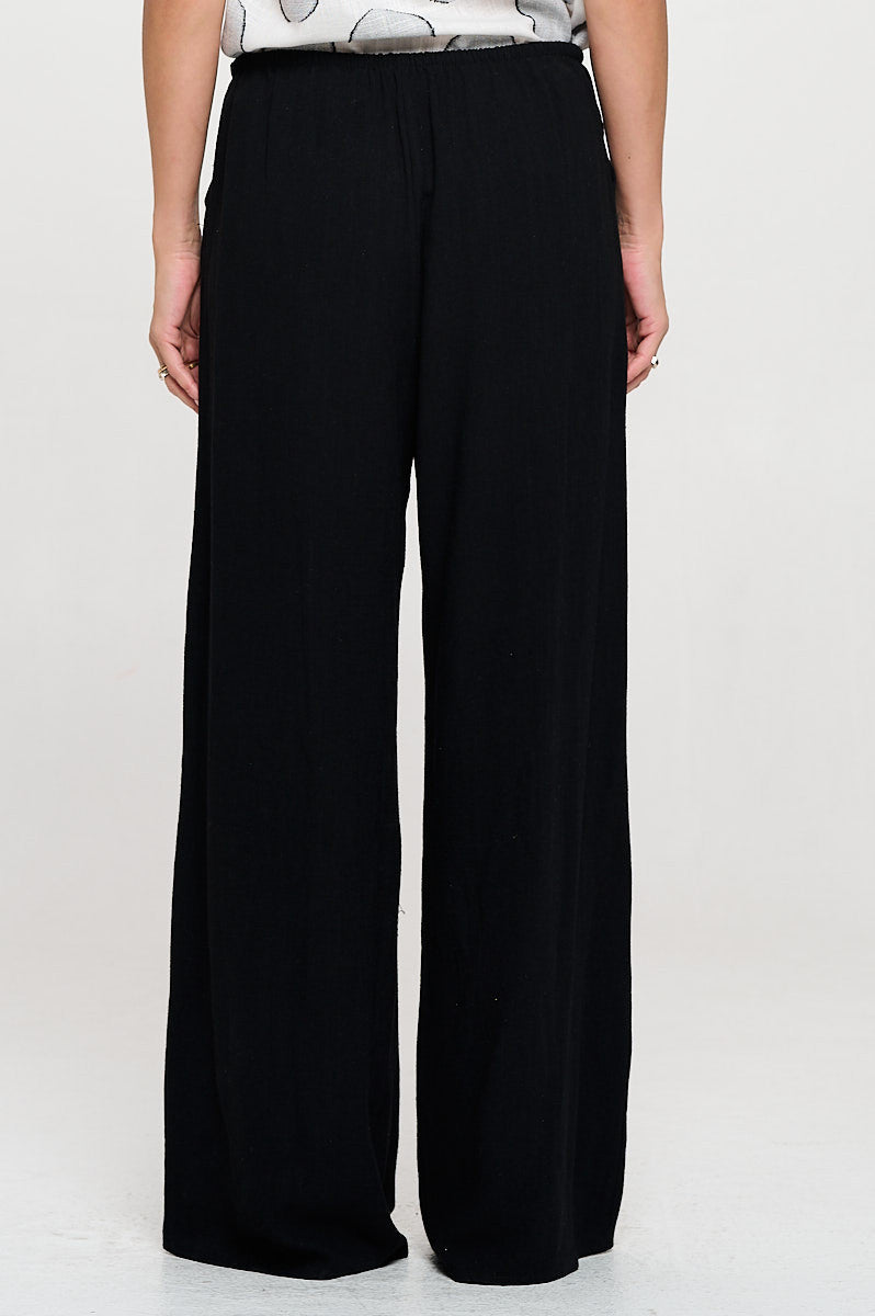 Linen Adjustable Straight Leg Pants with Pockets-New Arrival-Reneecollection-Small-BLACK-Urbanheer