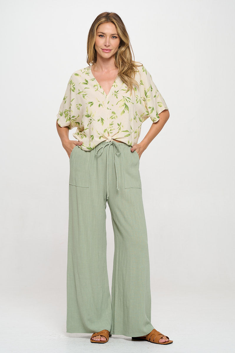 Linen Adjustable Straight Leg Pants with Pockets-New Arrival-Reneecollection-Small-OLIVE-Urbanheer