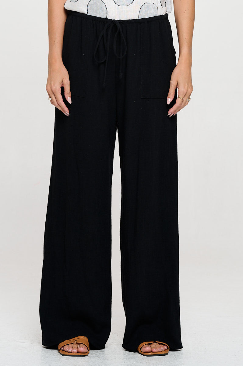 Linen Adjustable Straight Leg Pants with Pockets-New Arrival-Reneecollection-Small-BLACK-Urbanheer