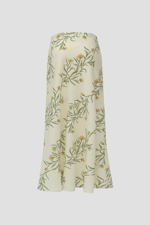 Linen Back Slit Floral Print Maxi Skirt-Skirts-Moon River-XS-CREAM MULTI-Urbanheer