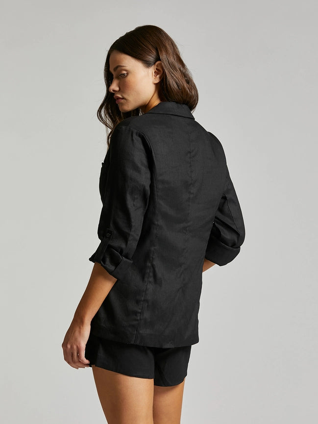 Linen Blazer - Margo Jacket BLACK-Blazer-Weekend Los Angeles-XS-BLACK-Urbanheer