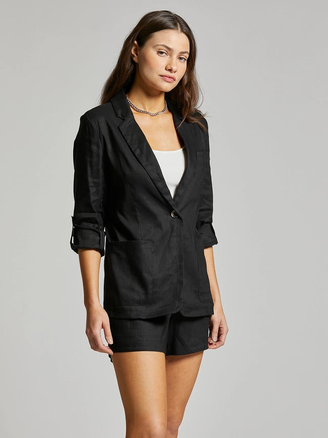 Linen Blazer - Margo Jacket BLACK-Blazer-Weekend Los Angeles-XS-BLACK-Urbanheer