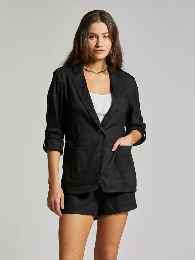 Linen Blazer - Margo Jacket BLACK-Blazer-Weekend Los Angeles-XS-BLACK-Urbanheer