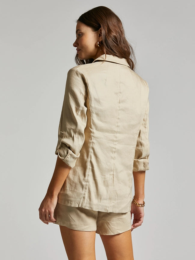 Linen Blazer - Margo Jacket SAVANNAH TAN-Blazer-Weekend Los Angeles-XS-SAVANNAH TAN-Urbanheer