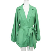 Linen Blend Dolman Romper GREEN-Romper-Luxxel-S-GREEN-Urbanheer