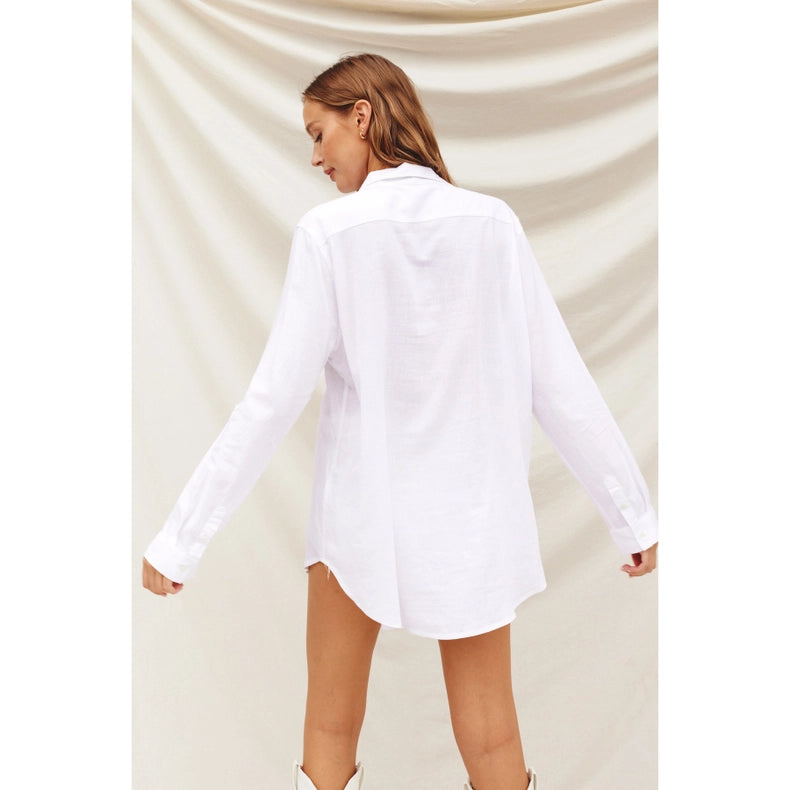 Linen Blend Relaxed Shirt LINEN WHITE-Shirt-Dress Forum-S-LINEN WHITE-Urbanheer