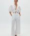 Linen Bubble Crop Top - White