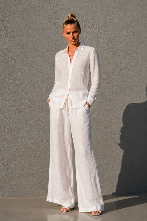 Linen Comfort Trousers with Drawstring