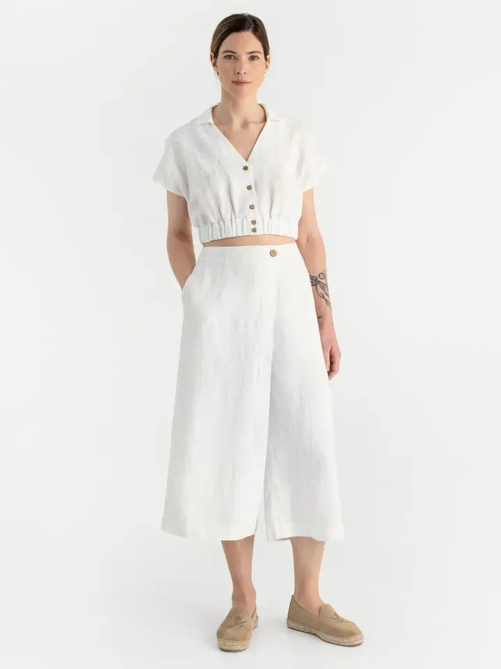 Linen Crop Top Havasu in White-Top-MagicLinen-M-White-Urbanheer