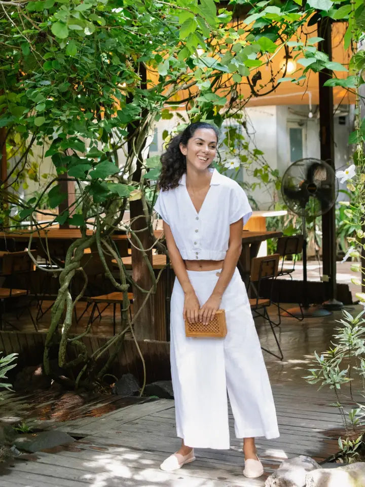 Linen Crop Top Havasu in White-Top-MagicLinen-M-White-Urbanheer