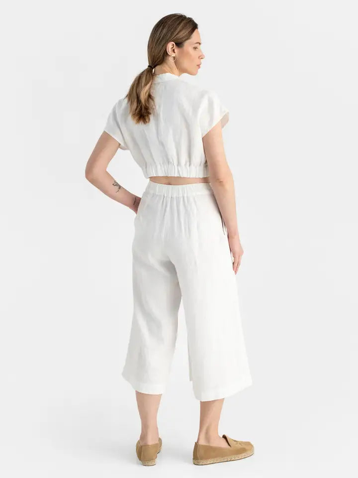 Linen Crop Top Havasu in White-Top-MagicLinen-M-White-Urbanheer