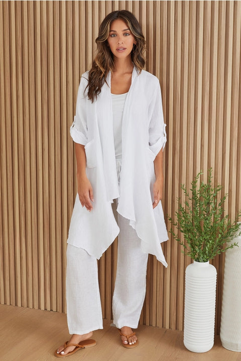 Linen Drawstring Pants-Pants-MILIO MILANO-S-WHITE-Urbanheer