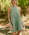 Linen Halter Neck Vest Top and Shorts Two Piece Set