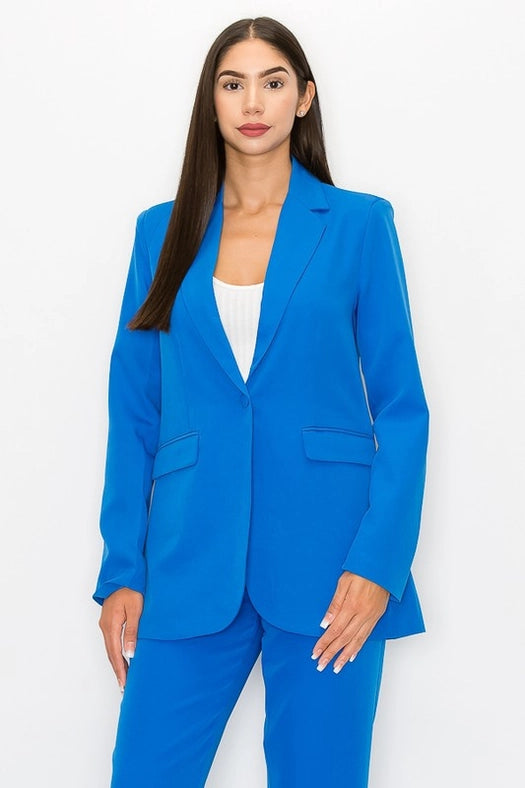 Linen Jacket with Flapped-Pockets-Jacket-One n' More Inc.-S-CLASSIC BLUE-Urbanheer