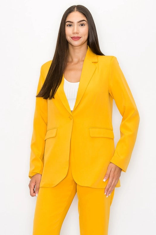 Linen Jacket with Flapped-Pockets-Jacket-One n' More Inc.-S-SPICY MUSTARD-Urbanheer