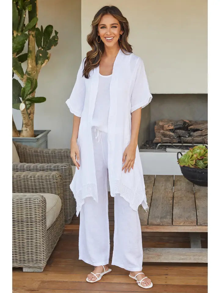 Linen Mesh Open Cardigan WHITE-Cardigan-MILIO MILANO-S-WHITE-Urbanheer