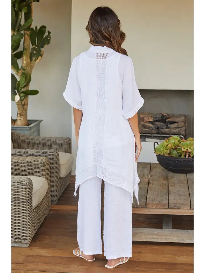 Linen Mesh Open Cardigan WHITE-Cardigan-MILIO MILANO-S-WHITE-Urbanheer