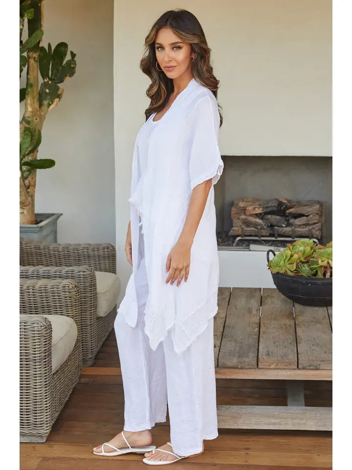 Linen Mesh Open Cardigan WHITE-Cardigan-MILIO MILANO-S-WHITE-Urbanheer