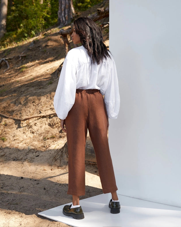 Linen Pants Fuji in Cacao Brown-Pants-MagicLinen-XS-Urbanheer