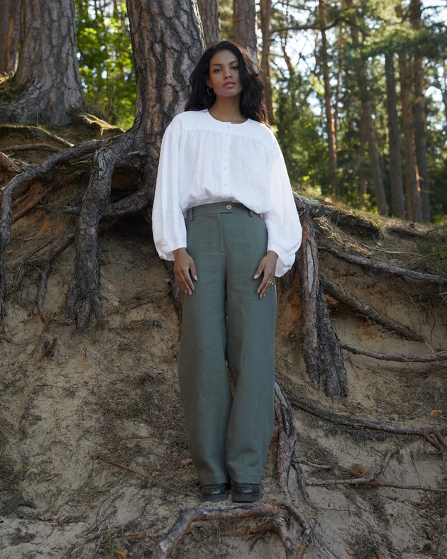 Linen Pants Naples in Dark Green-Pants-MagicLinen-XS-Urbanheer