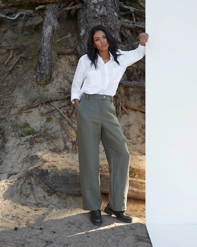 Linen Pants Naples in Dark Green-Pants-MagicLinen-XS-Urbanheer