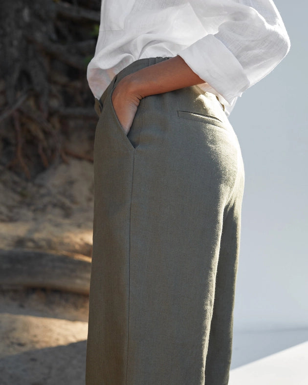 Linen Pants Naples in Dark Green-Pants-MagicLinen-XS-Urbanheer