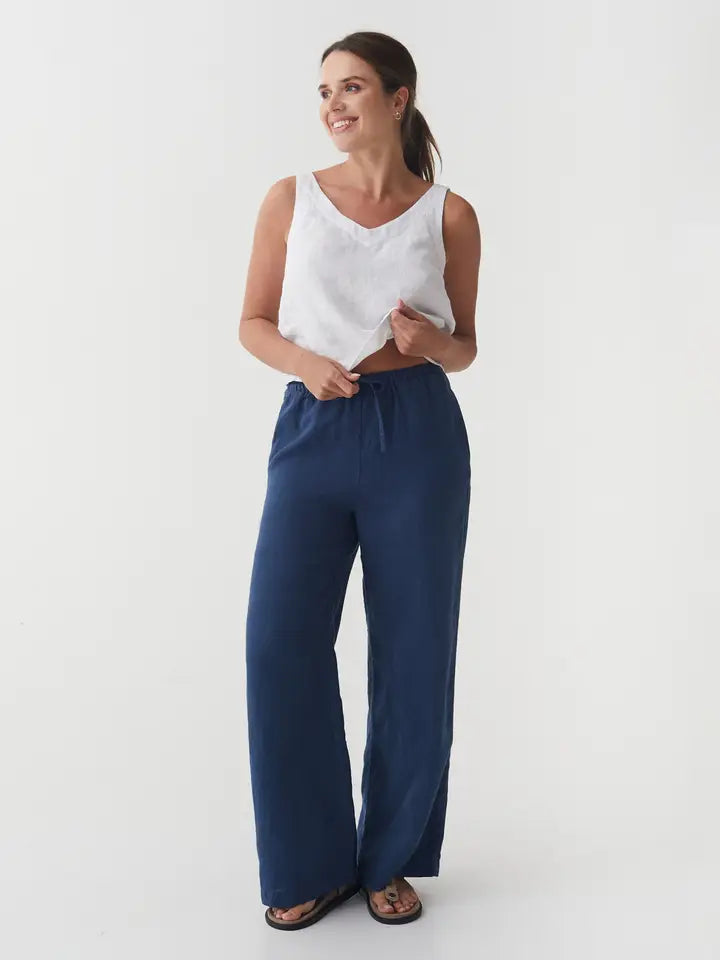 Linen Pants Pemba in Deep Navy Blue-Pants-MagicLinen-XS-Deep Navy Blue-Urbanheer