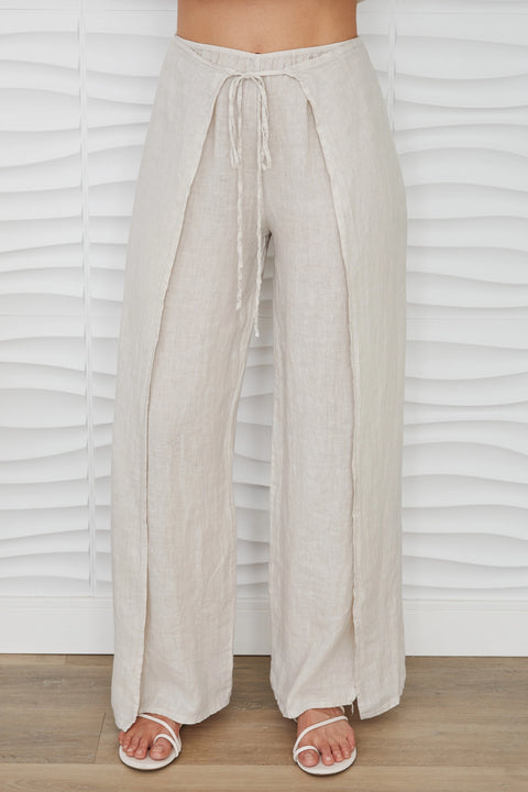 Linen Pants with Side Panel
