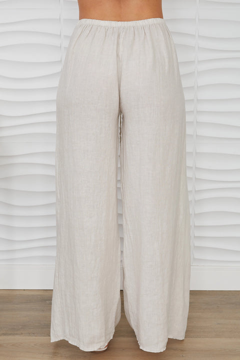Linen Pants with Side Panel
