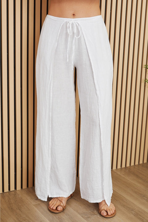 Linen Pants with Side Panel