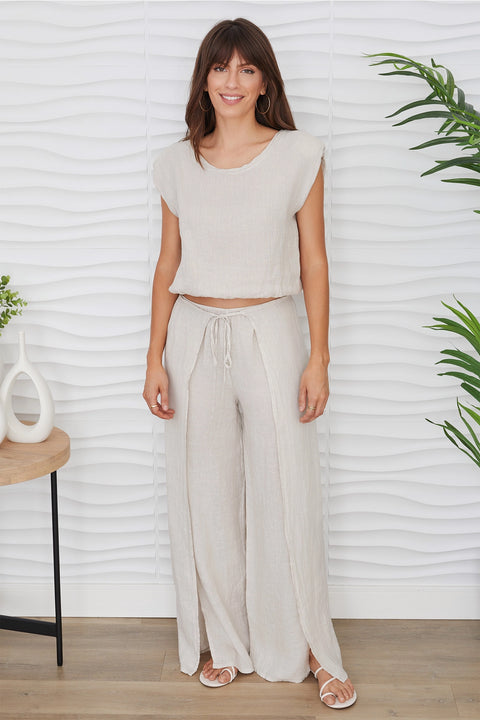 Linen Pants with Side Panel