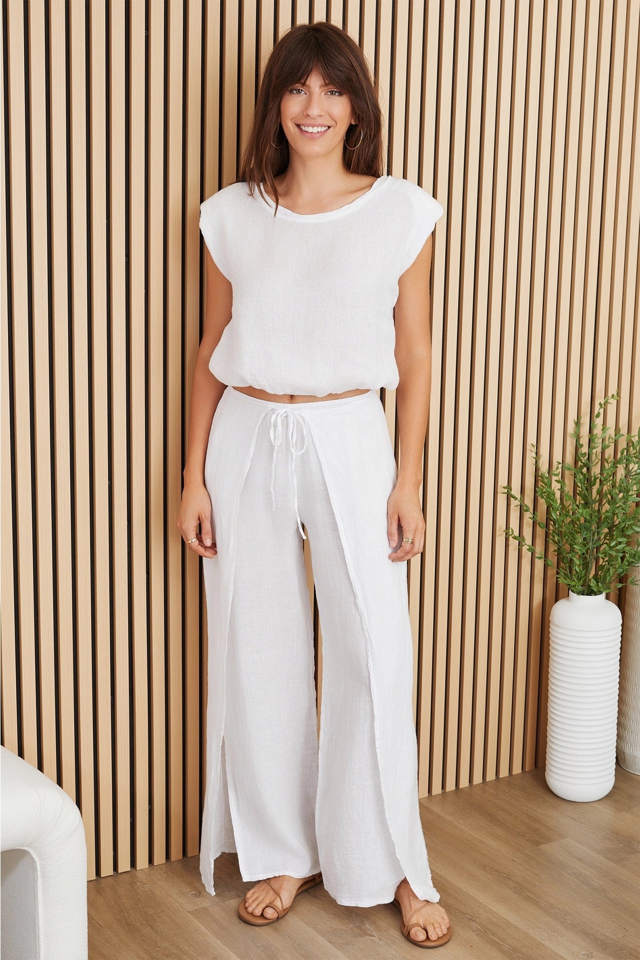 Linen Pants with Side Panel
