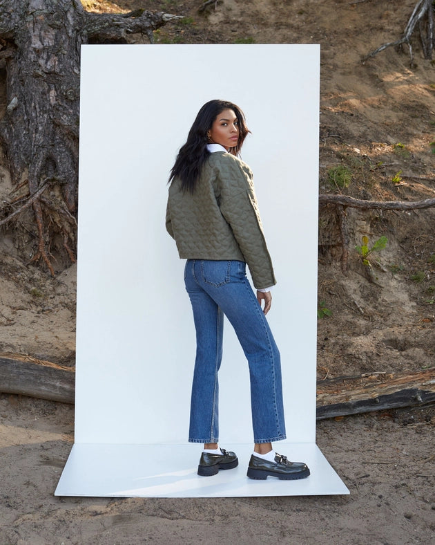 Linen Quilted Jacket Bosa in Dark Green-Jacket-MagicLinen-XS-Urbanheer