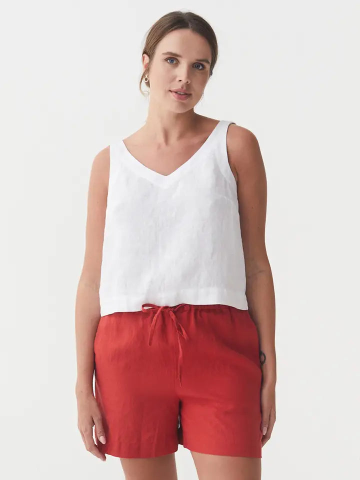 Linen Shorts Erie in Aurora Red-Shorts-MagicLinen-XS-Red-Urbanheer