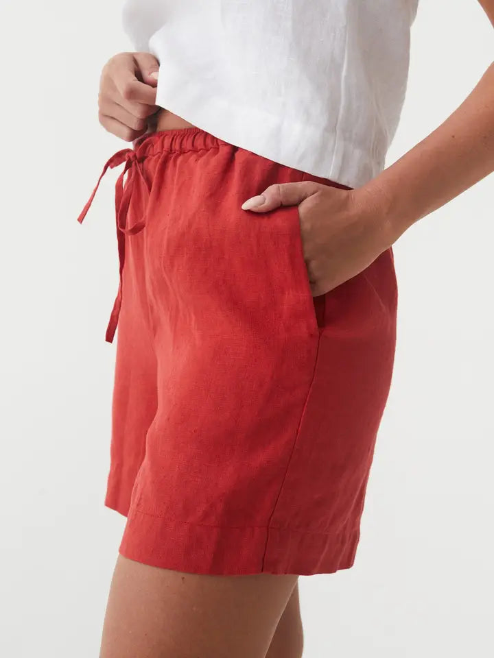Linen Shorts Erie in Aurora Red-Shorts-MagicLinen-XS-Red-Urbanheer