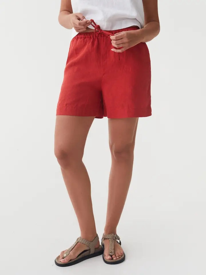 Linen Shorts Erie in Aurora Red-Shorts-MagicLinen-XS-Red-Urbanheer