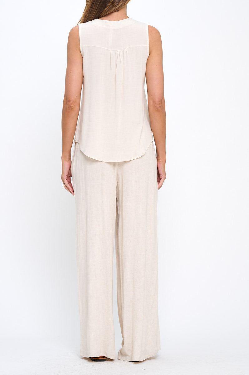 Linen Solid V neck Sleeveless Top-New Arrival-Reneecollection-Small-LINEN-Urbanheer