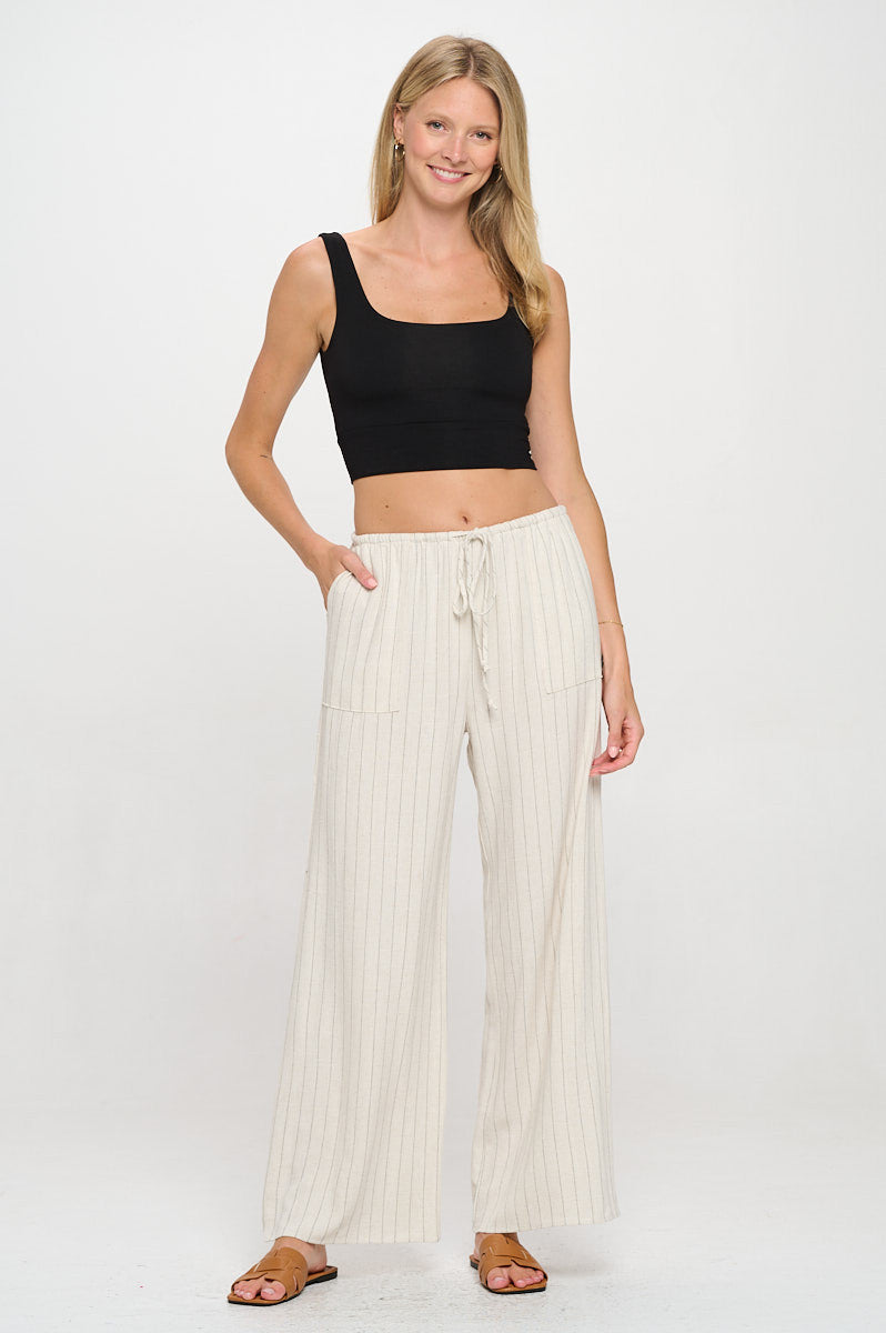 Linen Striped Adjustable Straight Leg Pants with Pockets-New Arrival-Reneecollection-Small-LINEN-Urbanheer