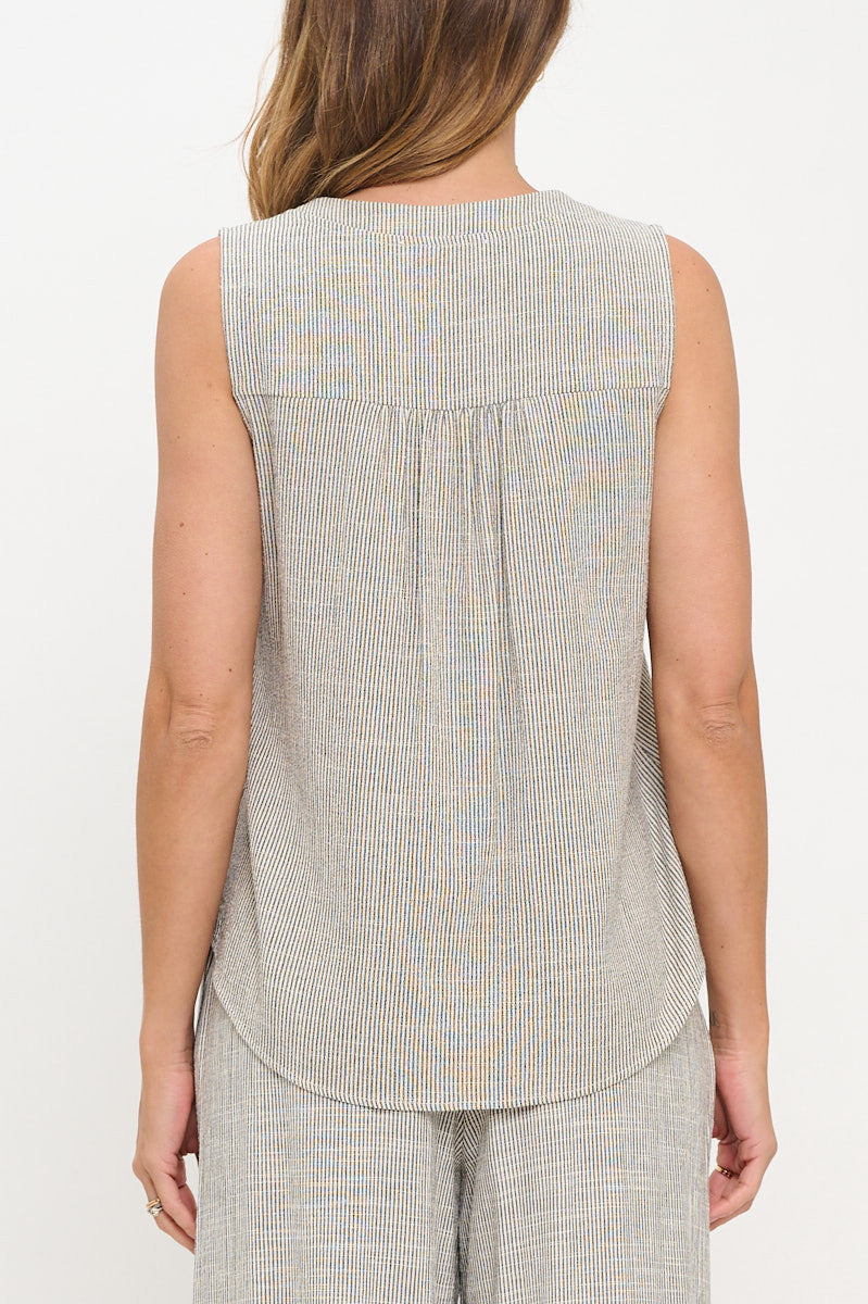 Linen Striped V neck Sleeveless Top-New Arrival-Reneecollection-Small-MULTI-Urbanheer