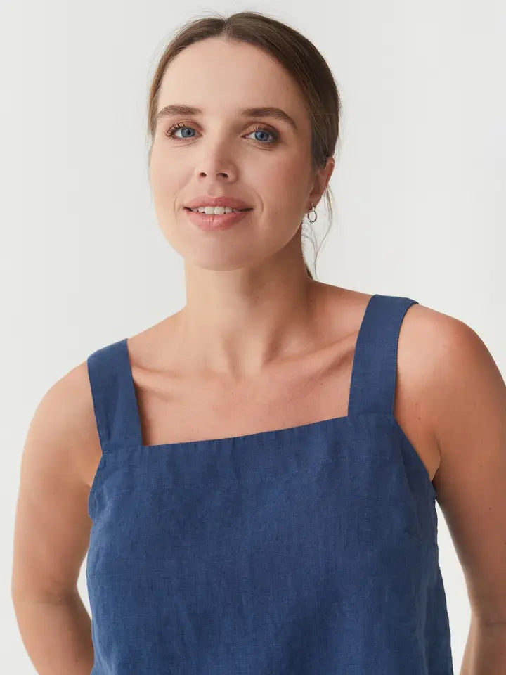 Linen Tank Top Olinda in Deep Navy Blue-Tank Top-MagicLinen-M-Navy Blue-Urbanheer