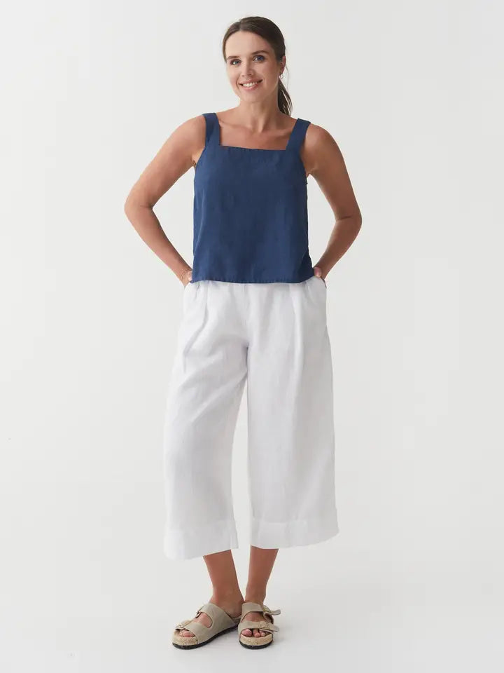 Linen Tank Top Olinda in Deep Navy Blue-Tank Top-MagicLinen-M-Navy Blue-Urbanheer