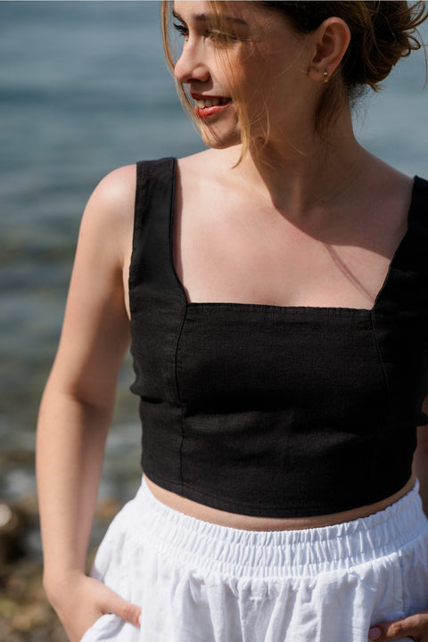Linen Tie Back Top