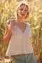 Linen Wide Strap Cross Back Tank Top