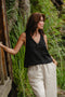 Linen Wide Strap Cross Back Tank Top