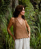 Linen Wide Strap Cross Back Tank Top